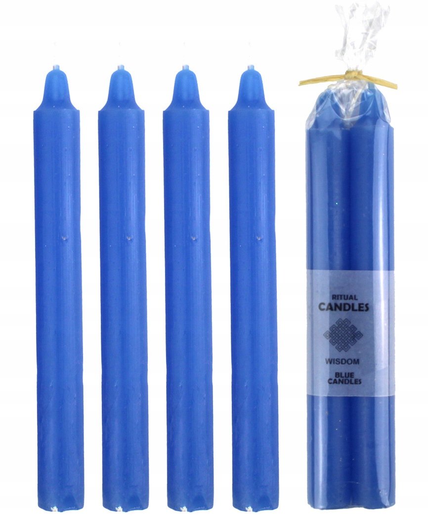 Świece intencyjne świece rytualne MĄDROŚĆ zestaw niebieskich świec 4 sztuki