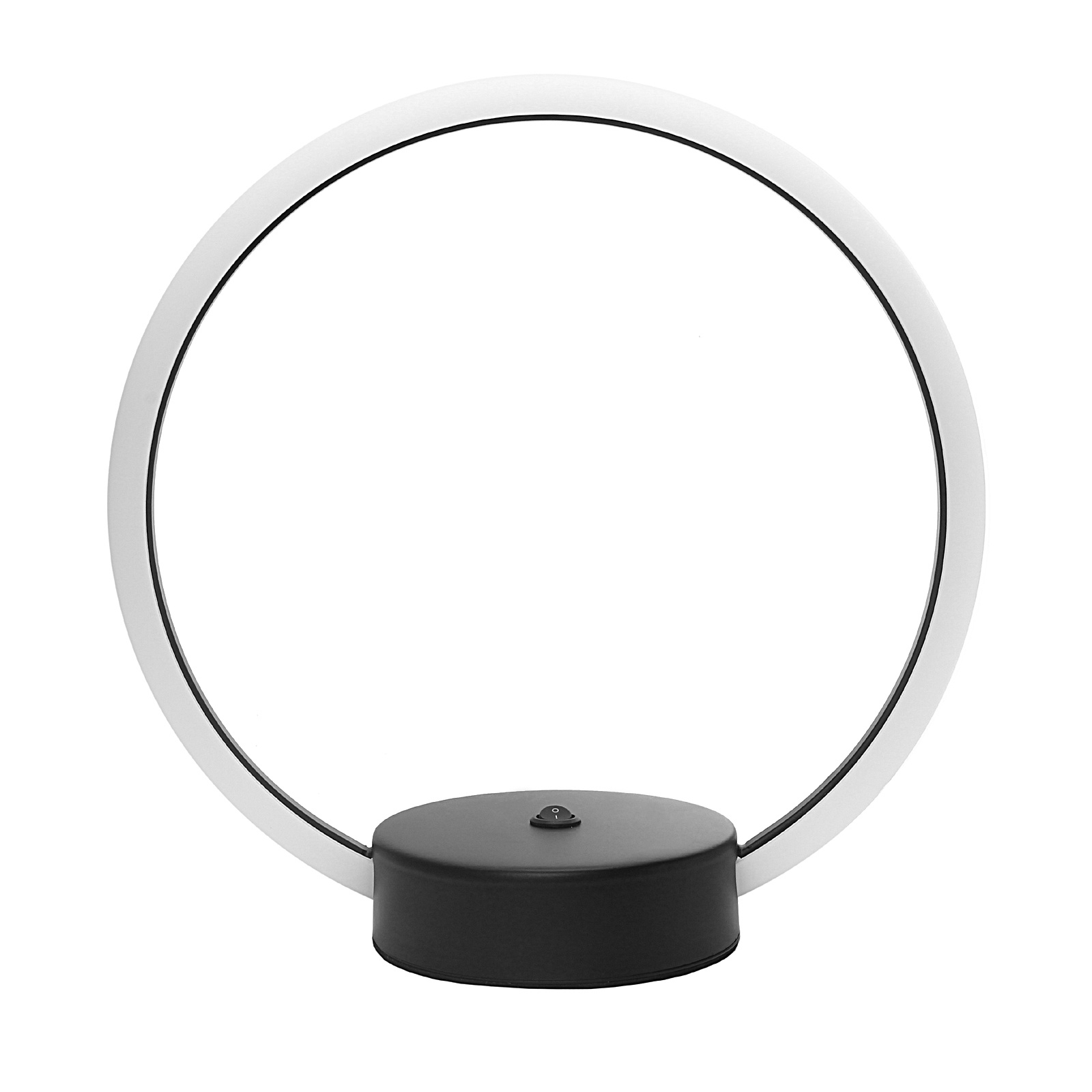 Lampa stołowa z włącznikiem nowoczesna koło LED ring Czarna 9W 602 - Decorativi