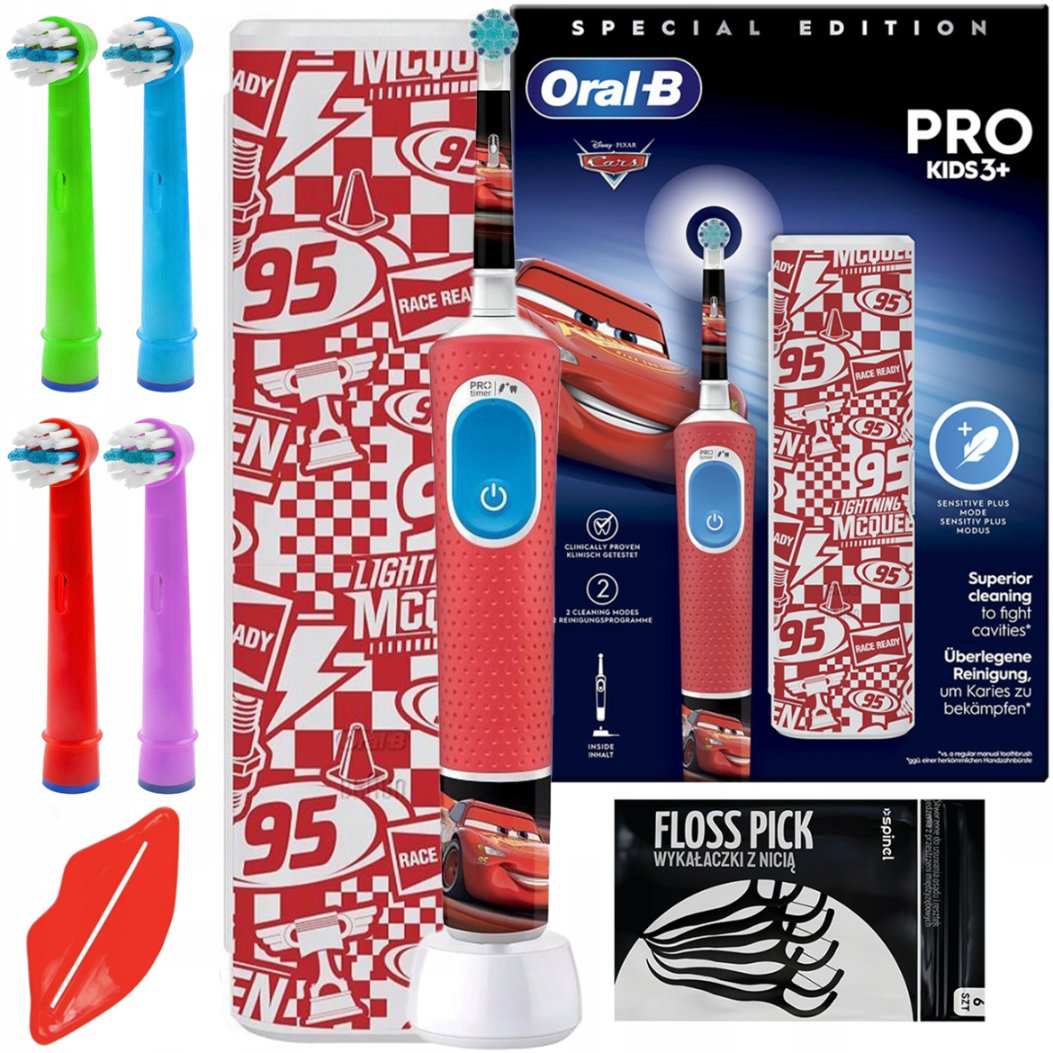 Szczoteczka Oral-B Vitality Pro D103 Auta, 4 końcówki zamienne i etui