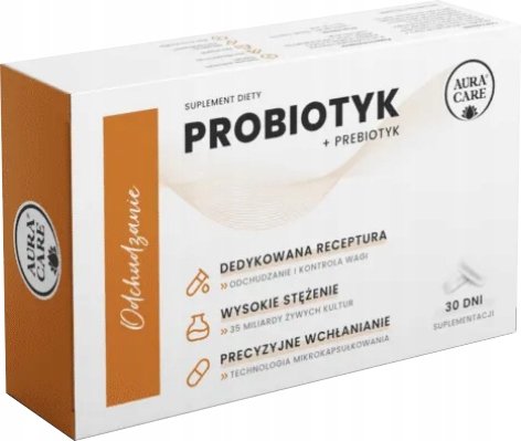Aura Care Odchudzanie Probiotyk + prebiotyk, żywe 35 miliardów CFU