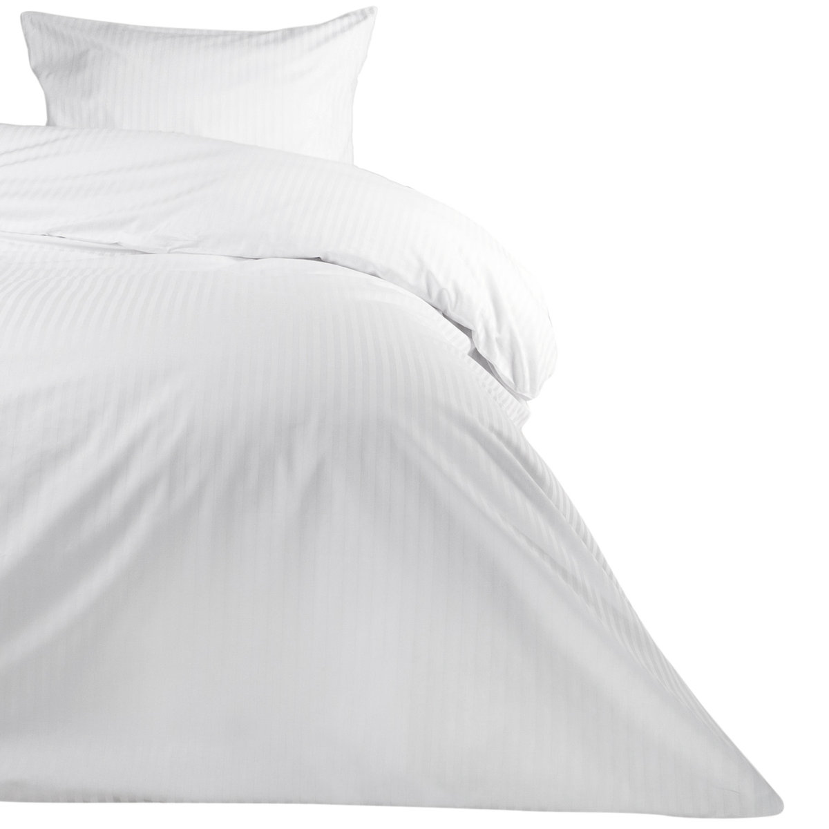 Poszwa hotelowa 160x200 biała adamaszkowa na zakładkę paski 1 cm