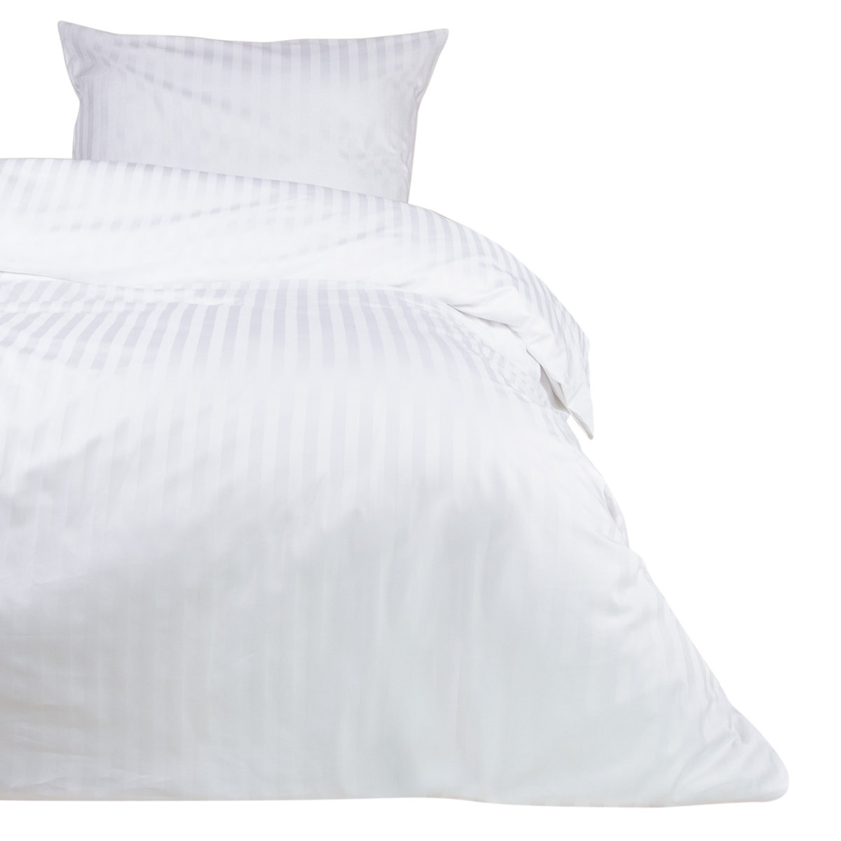 Poszwa hotelowa 160x200 biała adamaszkowa na zakładkę paski 2 cm