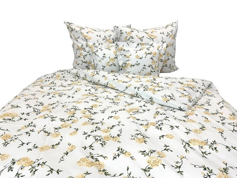 Pościel bawełniana 160x200 lux 1186-1 biała delikatne kwiaty