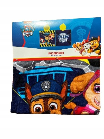 Okrycie z kapturem Ponczo Psi Patrol 115 x 50 cm wielokolorowy