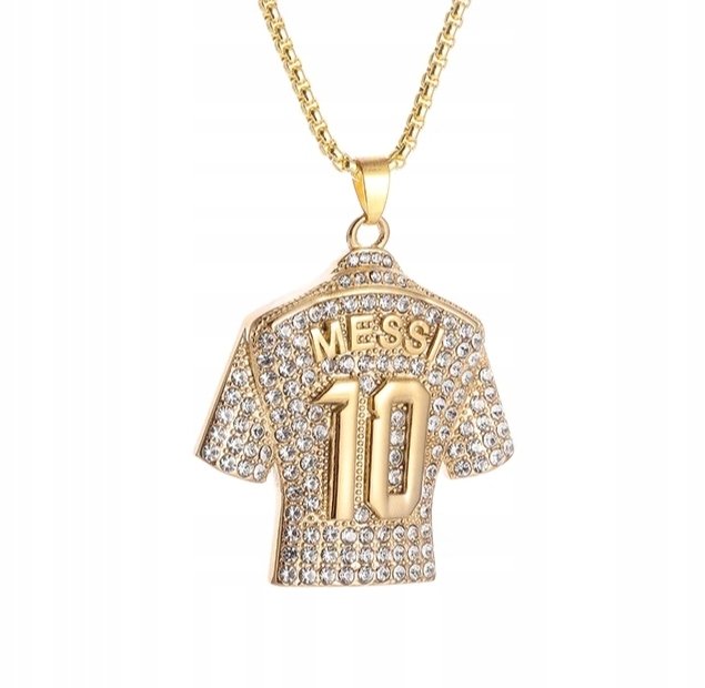 Naszyjnik wisiorek koszulka Lionel Messi 10 Goat złoty prezent streetwear