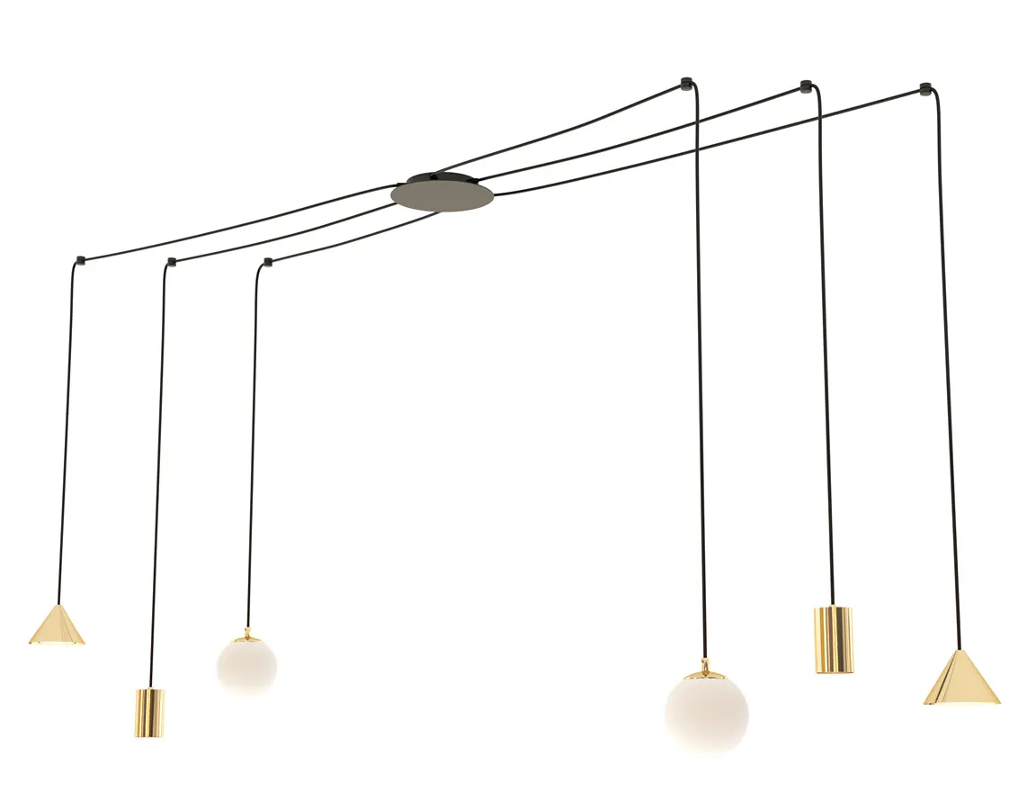 Czarno-złota nowoczesna lampa pająk - 4X D132 D5-Z16