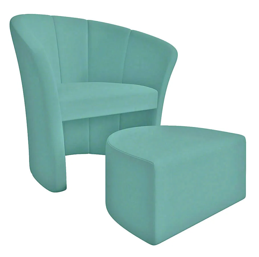 Miętowy fotel z wolnostojącym podnóżkiem do salonu S6-R32