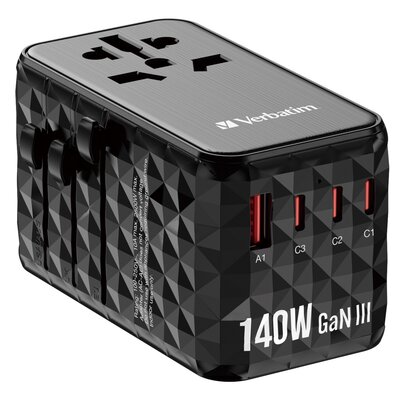 Verbatim Uniwersalny adapter podróżny UTA-10 GaN III USB-C PD 140W QC