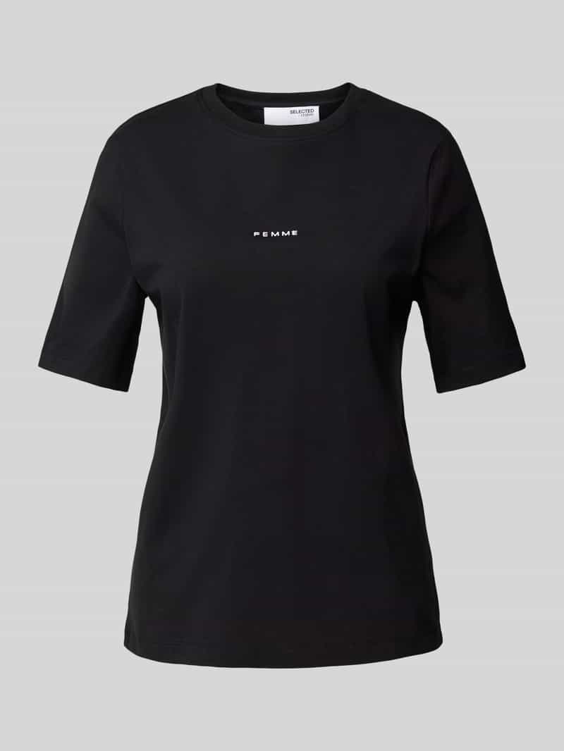 T-shirt z wyhaftowanym logo model ‘SIGNE-HANKIE’
