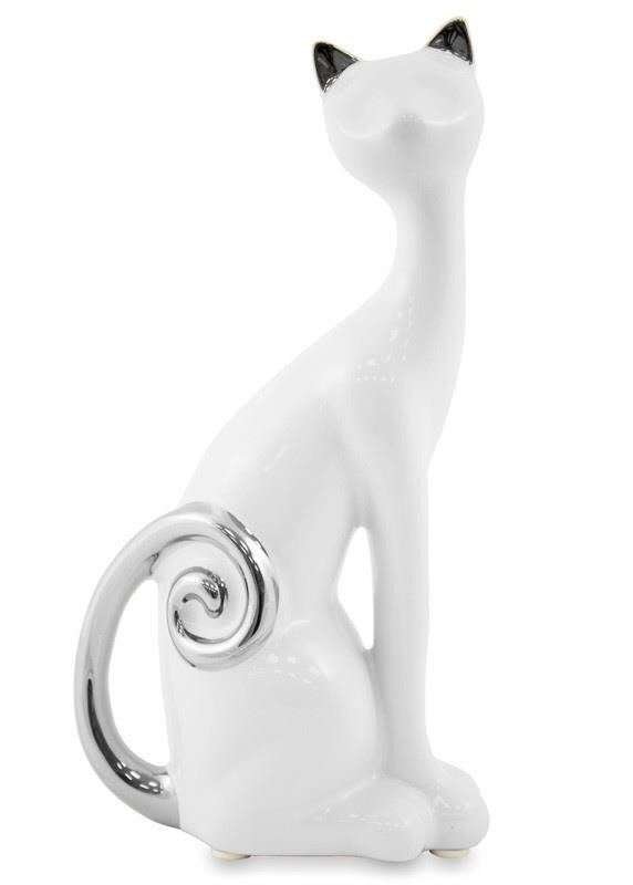 Figurka Kot kolor biały ceramika wys.15,5cm