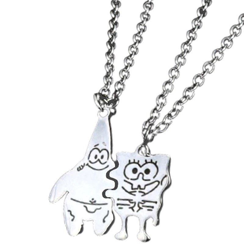 Podwójny Naszyjnik wisiorek dla par i przyjaciół spongebob prezent