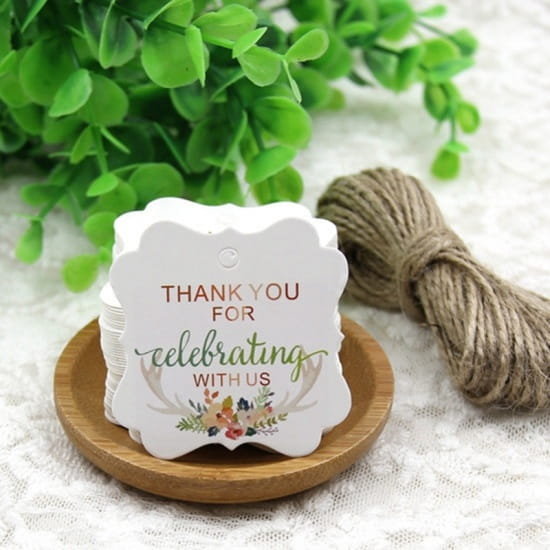 [07155] Metki ze sznurkiem THANK YOU FOR CELEBRATING WITH US 2szt