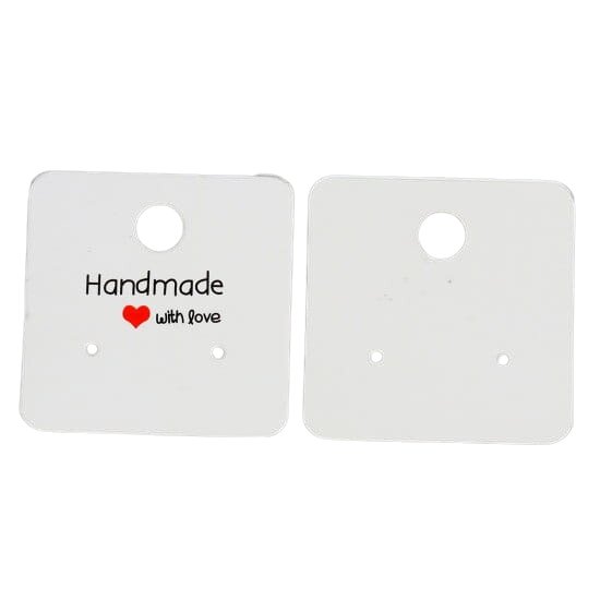 [07185] Metki kwadratowe białe 40mm HANDMADE WITH LOVE 2szt