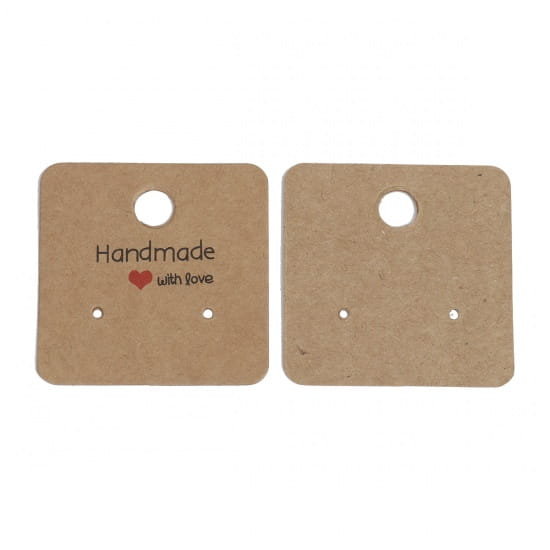 [07184] Metki kwadratowe brązowe 40mm HANDMADE WITH LOVE 2szt