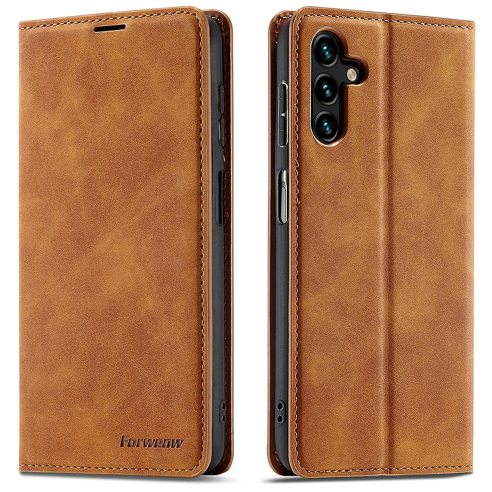 FORWENW Fantasy Series Skin-touch PU Skórzany portfel Stojak Etui na telefon Automatyczne zamykanie Magnetyczna osłona do Samsung Galaxy A13 5G Brown