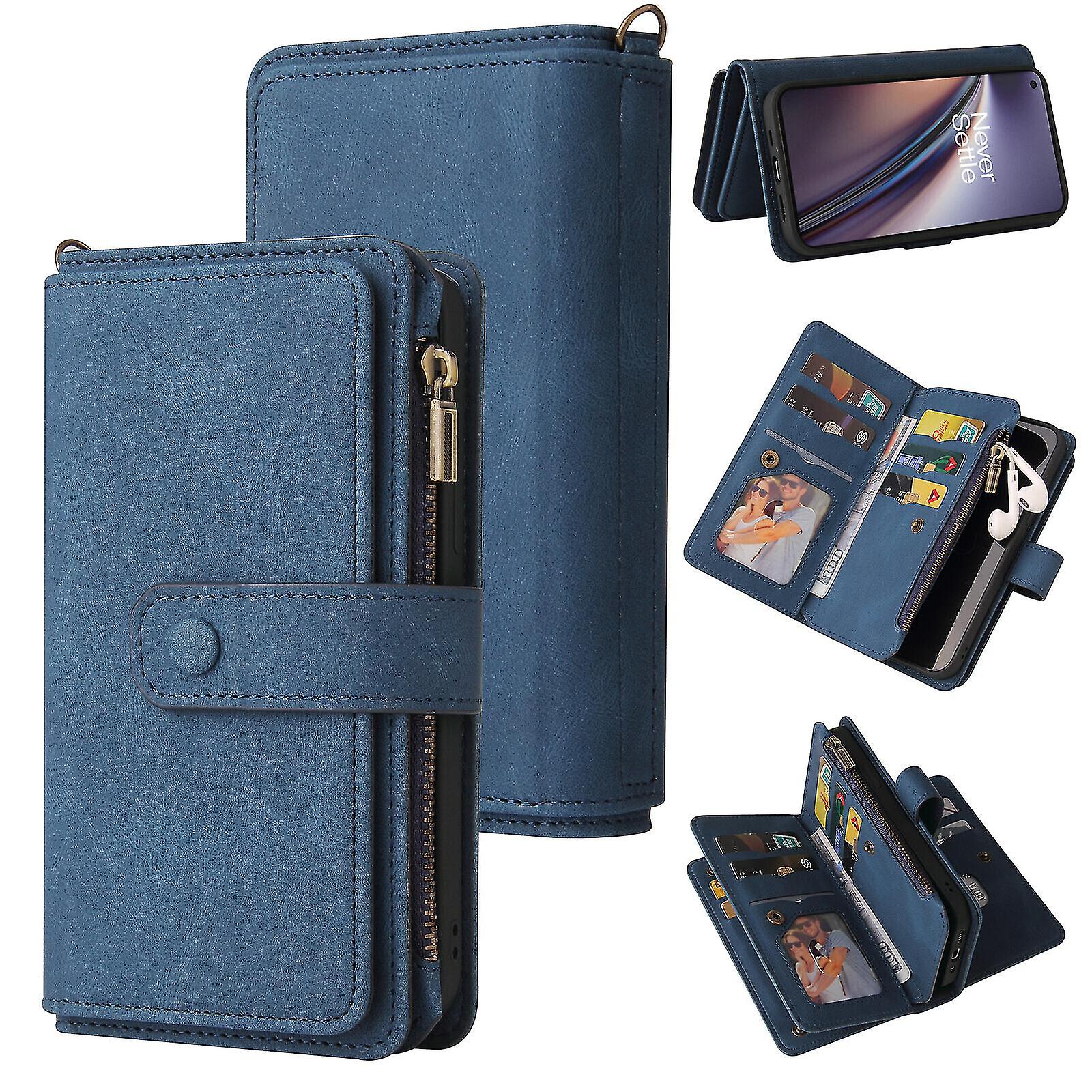 Nowy kompatybilny z Oneplus Nord Ce 5g Case Portfel Flip Card Holder Pu Leather Magnetic Protective Flip Cover - Niebieski