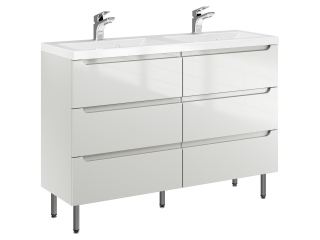 Szafka Stojąca Z Umywalką ETH 120 cm DUO - Kaszmir Wysoki Połysk