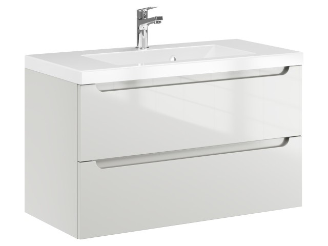 Szafka Wisząca Z Umywalką ETH 80 cm - Kaszmir Wysoki Połysk