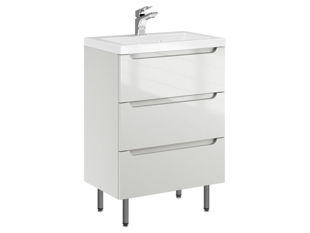 Szafka Stojąca Z Umywalką ETH 60 cm - Kaszmir Wysoki Połysk