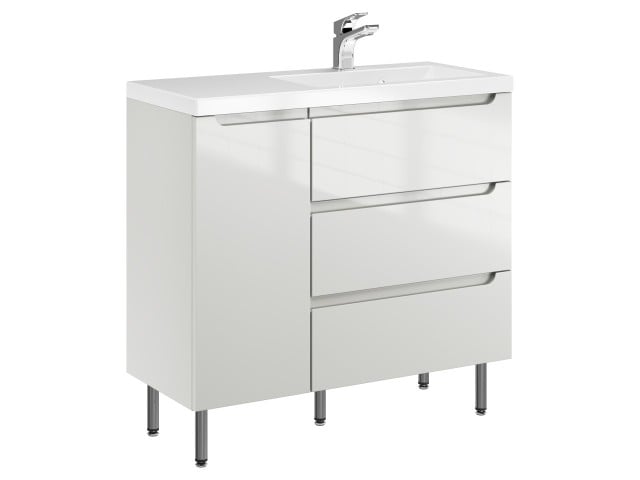 Szafka Stojąca Z Umywalką ETH 90 cm D Prawa - Kaszmir Wysoki Połysk