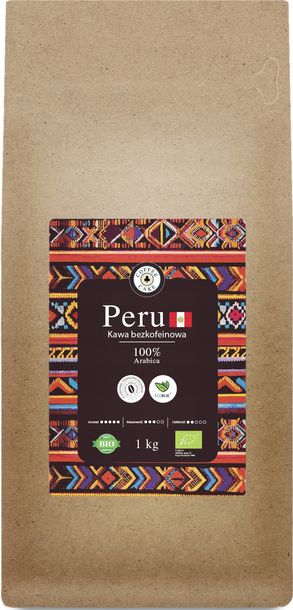 Kawa ziarnista Arabica 100% EKO  BEZKOFEINOWA 1kg, Ecoblik