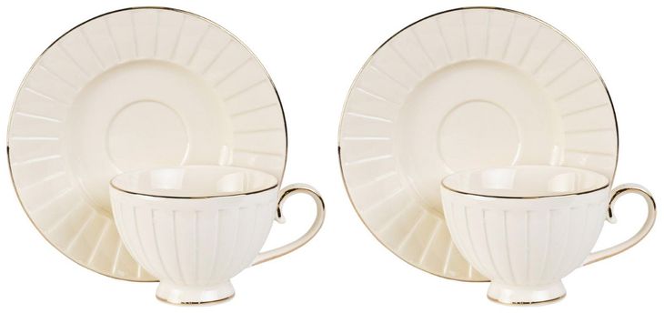 Lizbona Komplet Filiżanek 2+2 230 Ml Kawa Herbata Porcelana