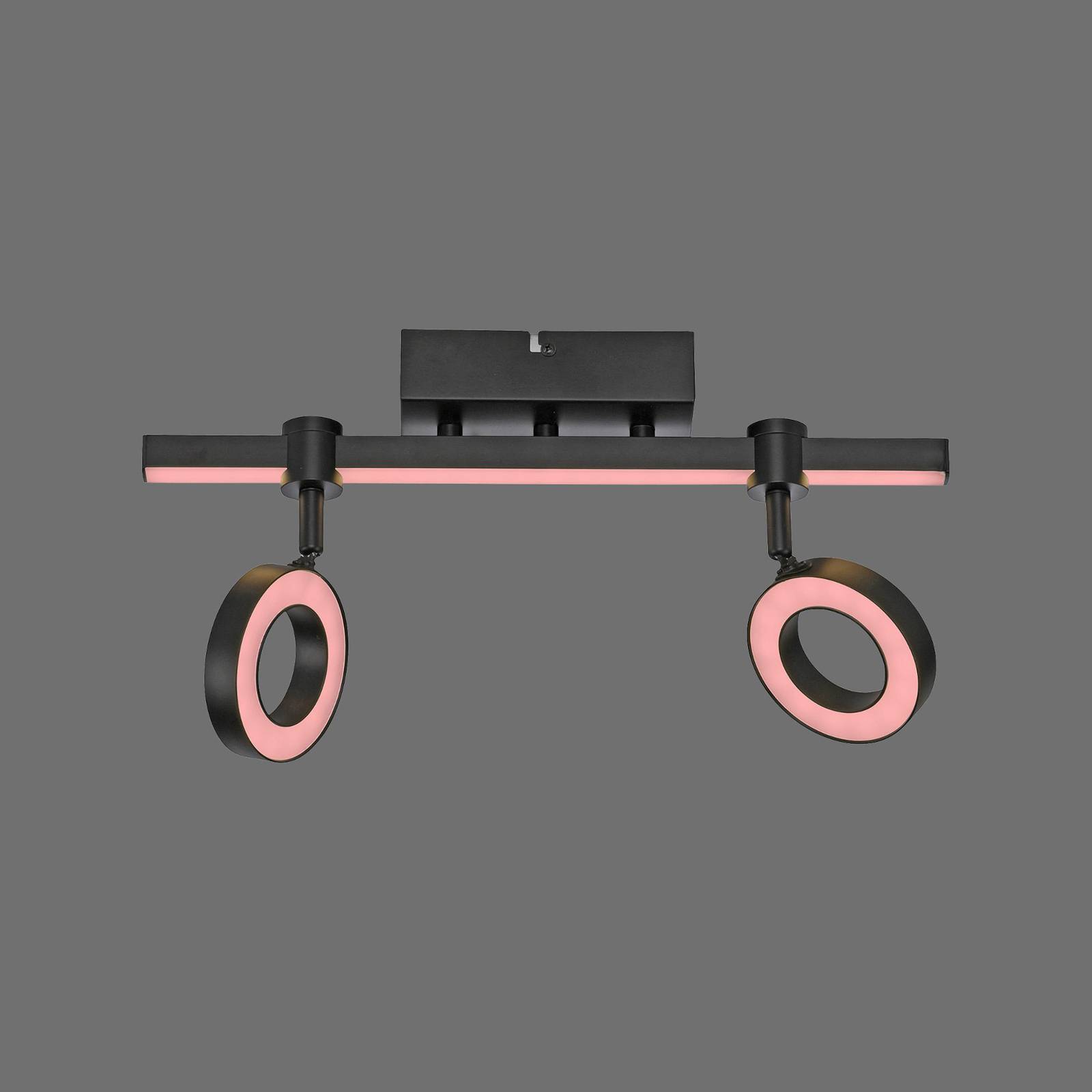 JUST LIGHT. Lampa sufitowa LED LOLAsmart Bileda, 2-punktowa, czarna