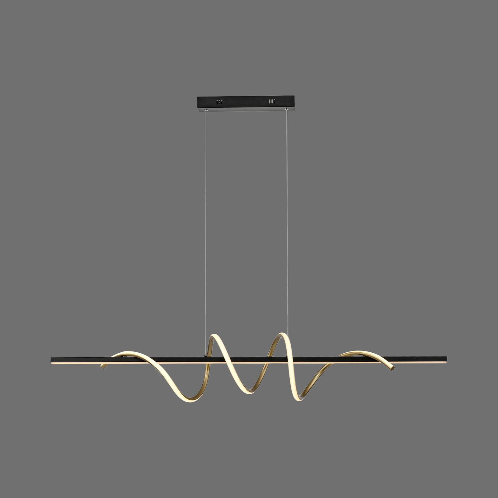 JUST LIGHT. Lampa wisząca LED Emanda, żelazo, czarny mosiądz