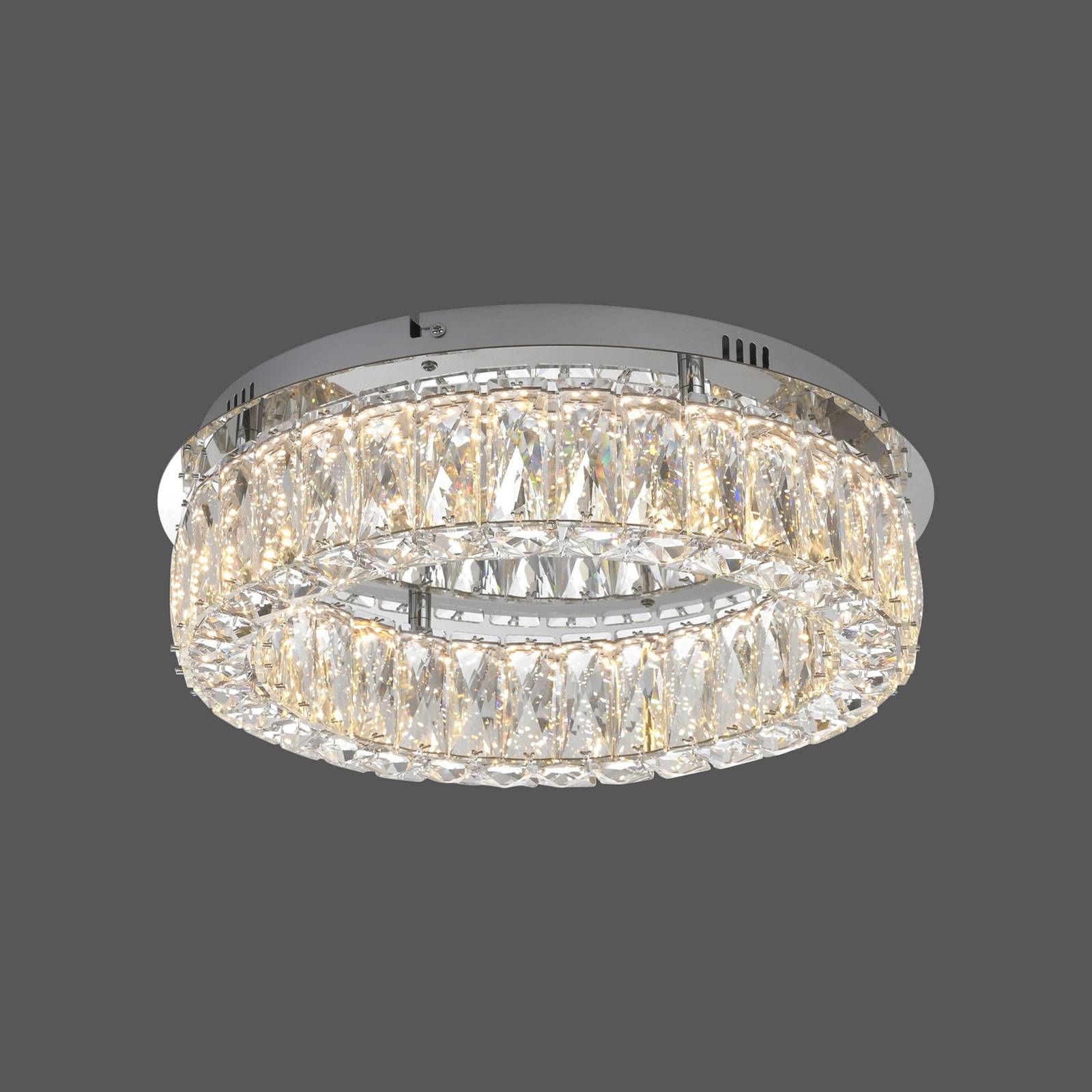 JUST LIGHT. Lampa sufitowa LED Kulunka, żelazo, szkło kryształowe
