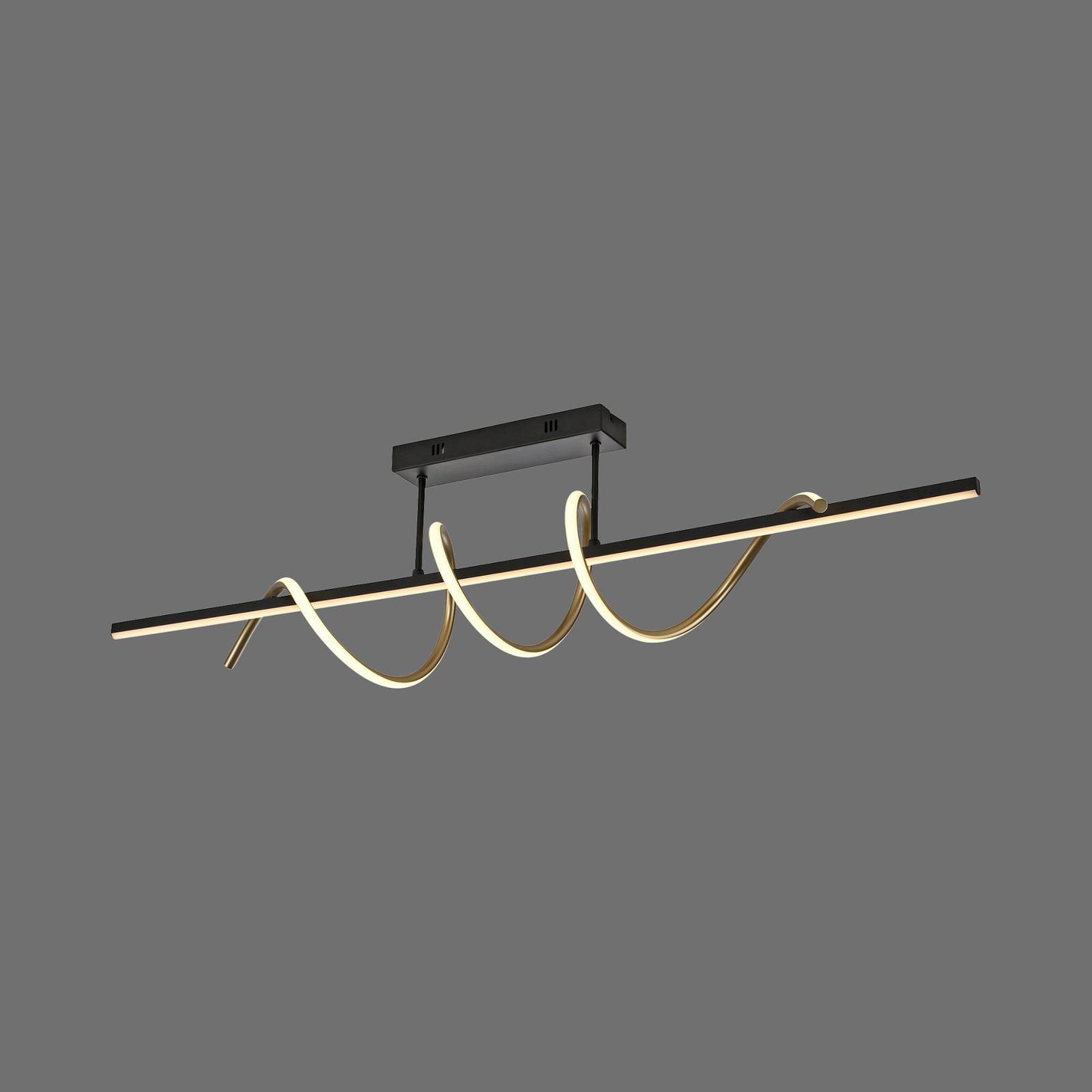 JUST LIGHT. Lampa sufitowa LED Emanda, żelazo, czarny-mosiądz