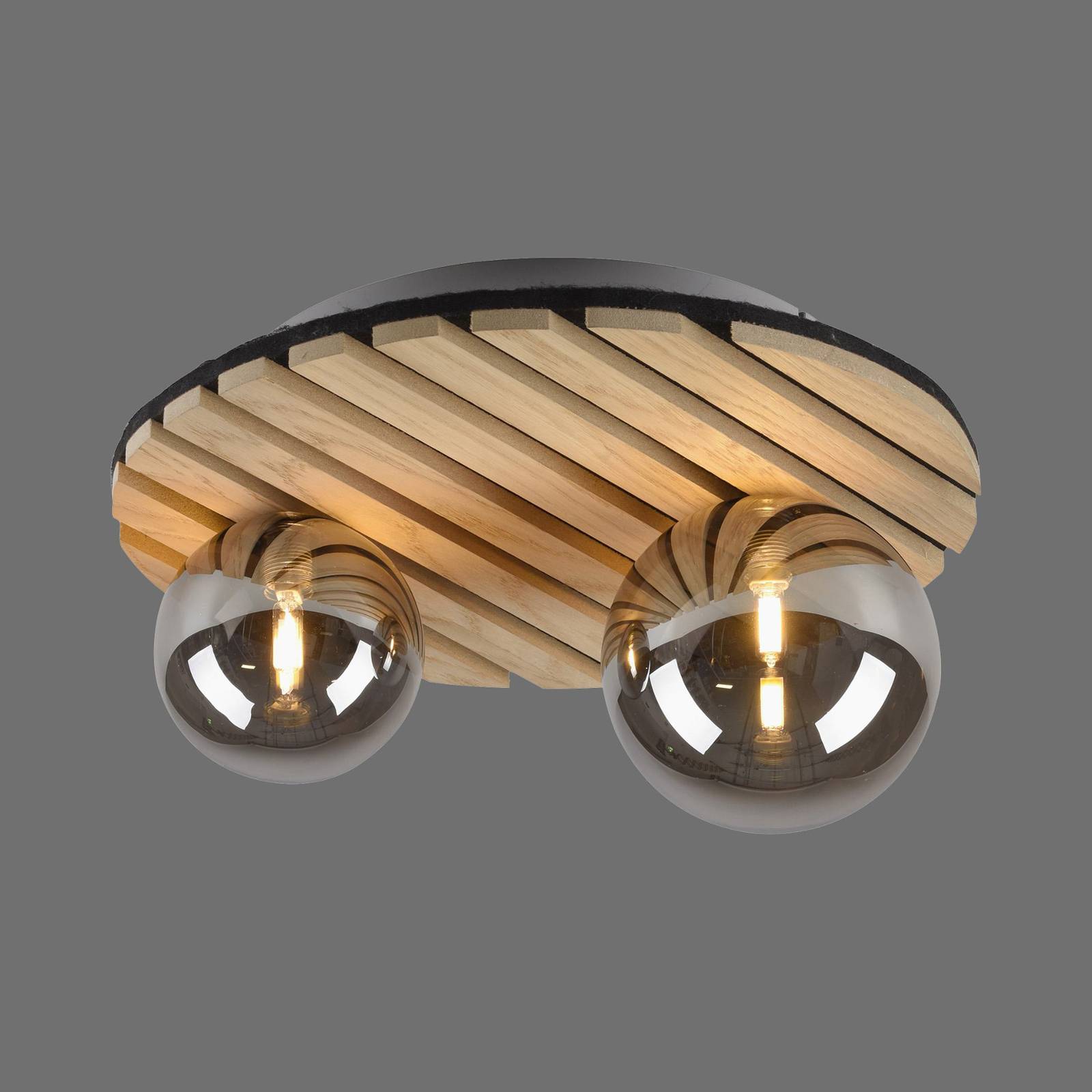 JUST LIGHT. Zielona lampa sufitowa Stika, okrągła, 2-punktowa, drewno