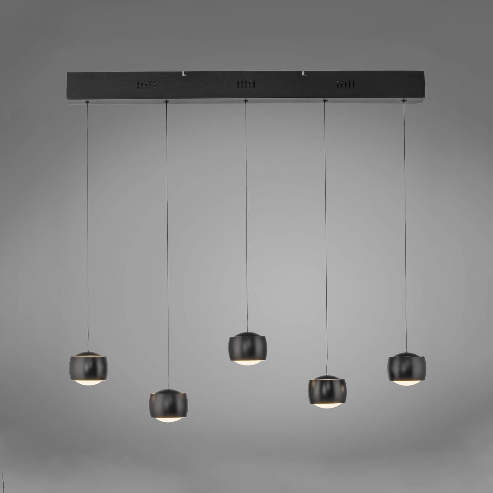 JUST LIGHT. Lampa wisząca LED Ballini, czarna, 5-punktowa, Switchmo