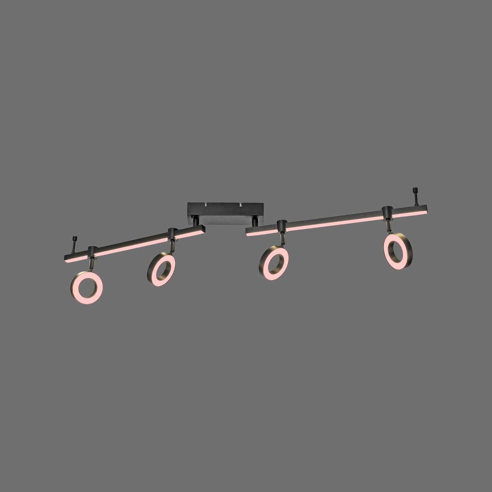 JUST LIGHT. Lampa sufitowa LED LOLAsmart Bileda, 4-punktowa, czarna