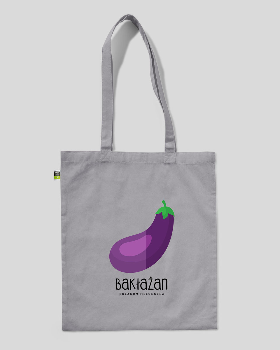 TORBA BAWEŁNIANA  NA ZAKUPY BAKŁAŻAN Szary