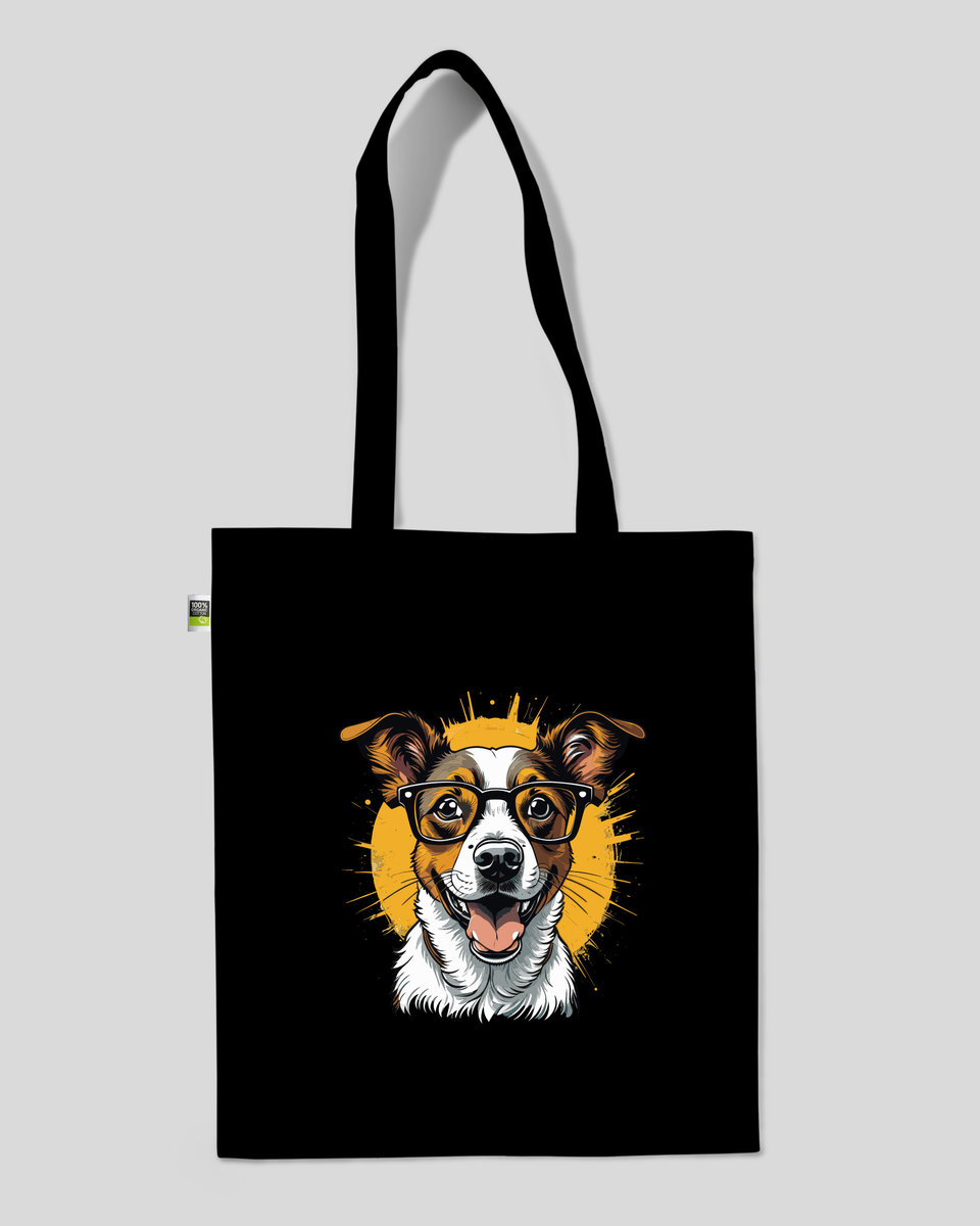 TORBA BAWEŁNIANA NA ZAKUPY PIES JACK RUSSELL Czarny