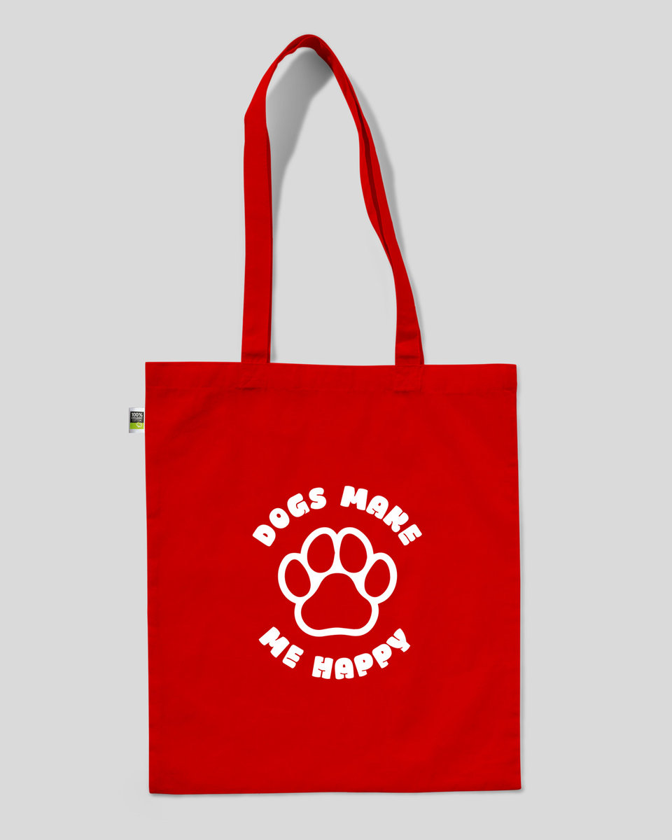 TORBA BAWEŁNIANA NA ZAKUPY DOGS MAKE ME HAPPY Czerwony