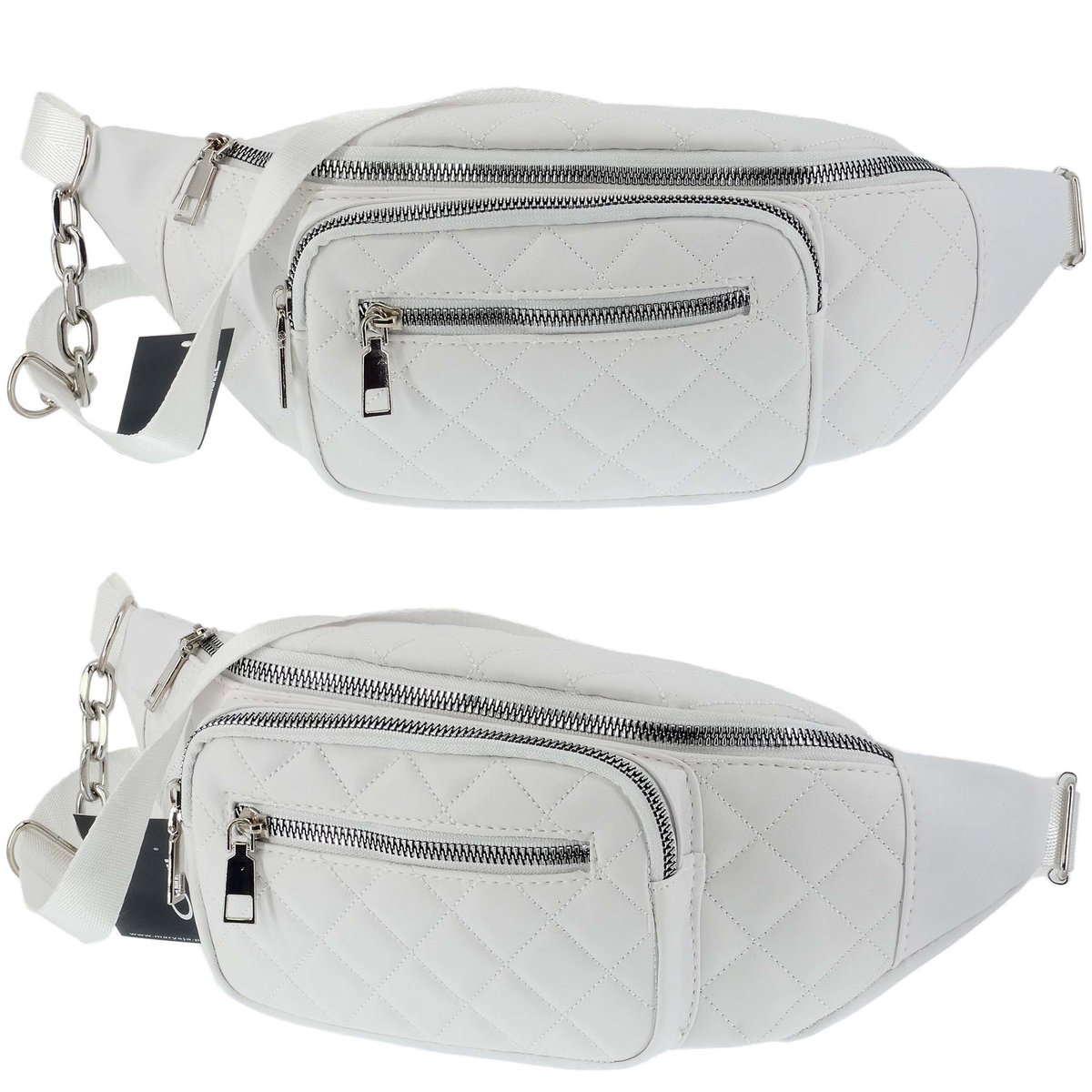 DAMSKA SASZETKA NERKA TOREBKA CROSSBODY BAG NA RAMIĘ BIAŁA PIKOWANA