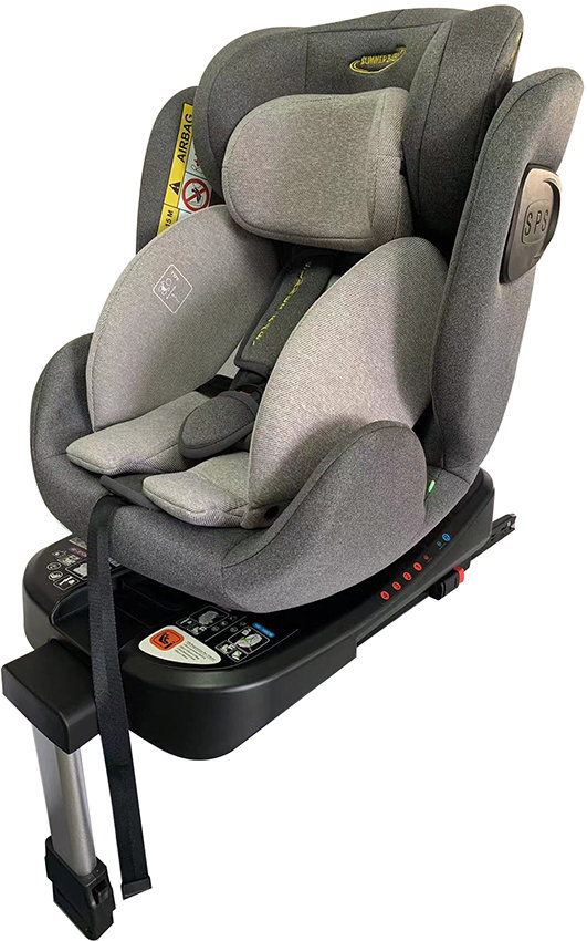 Fotelik Samochodowy COMO 40-150CM Obrotowy 360° ISOFIX z Nogą i-Size SZARY