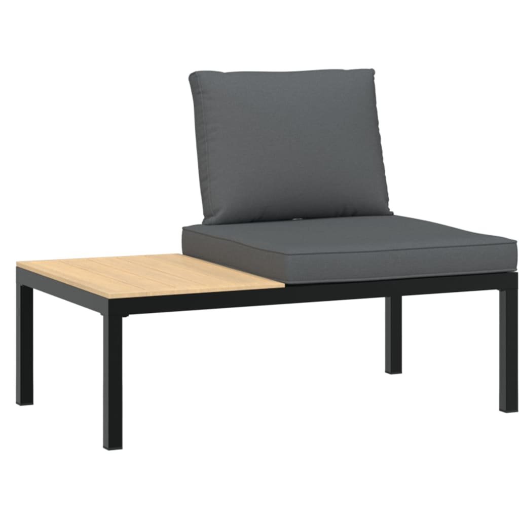 vidaXL Ławka ogrodowa z poduszkami, czarna, aluminium