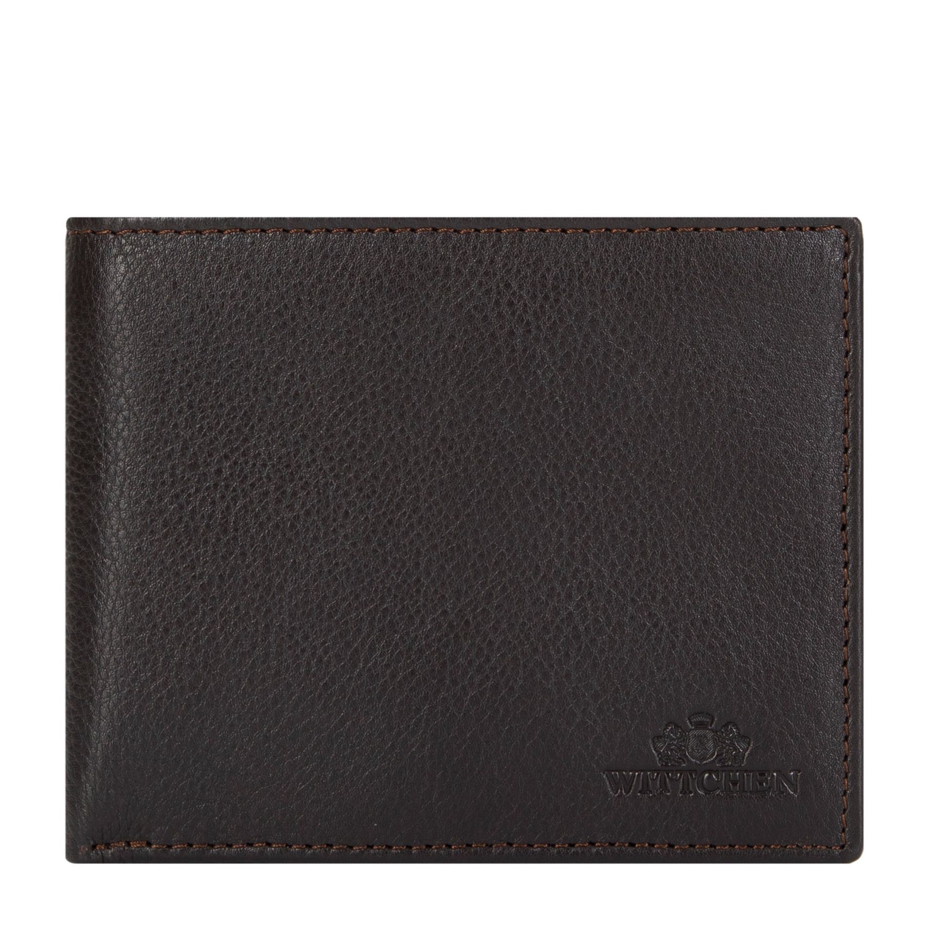 Męski portfel skórzany groszkowy brązowy