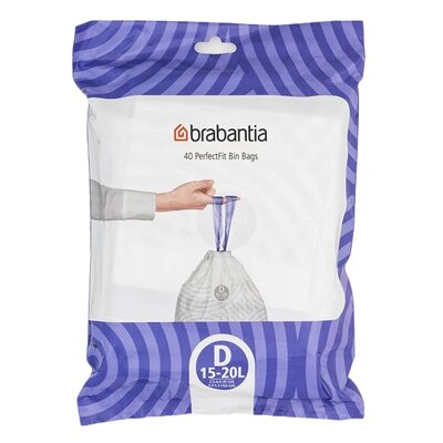 Brabantia PerfectFit worki na śmieci 15 20L(D) 40 szt w rolce White
