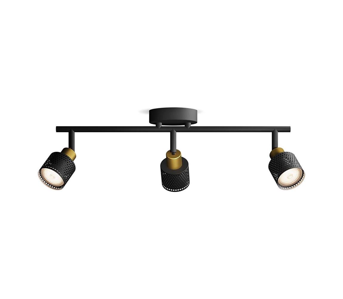 Philips - Oświetlenie punktowe NIALL 3xGU10/5W/230V czarne/mosiądz