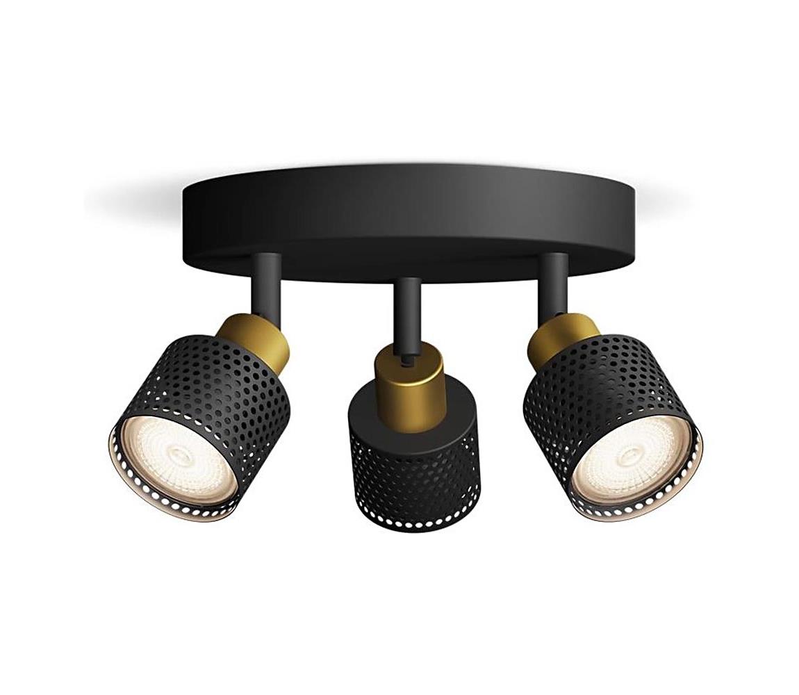 Philips - Oświetlenie punktowe NIALL 3xGU10/5W/230V czarne/mosiądz