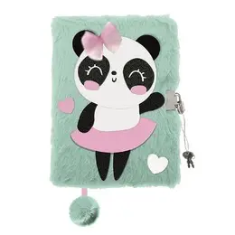 Pamiętnik A5 Włochacz z kłódką 3D My Little Friend Panda Ballerina 96 k. - ST-Majewski