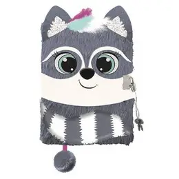 Pamiętnik A5 Włochacz z kłódką 3D Racoon 96 k. - ST-Majewski