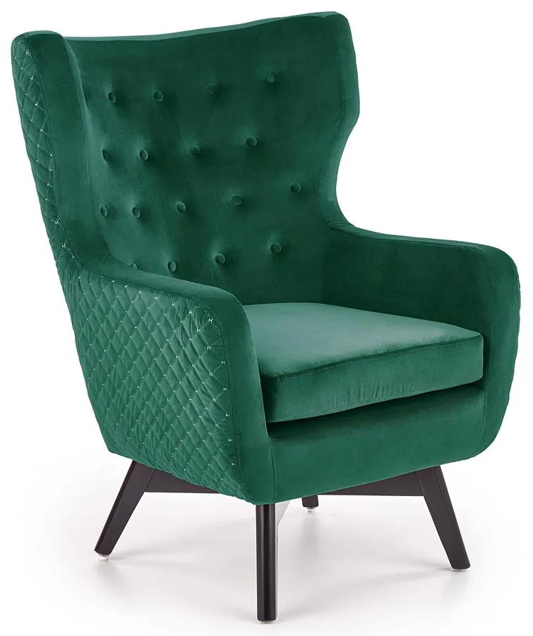 Zielony Welwetowy Fotel Uszak A7-A92