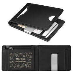 Smart portfel skórzany z grawerem w kolorze czarnym dla niego