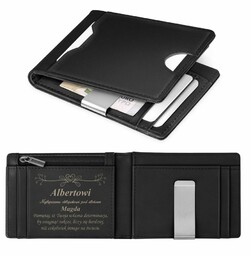 Smart portfel skórzany z grawerem w kolorze czarnym dla chłopaka