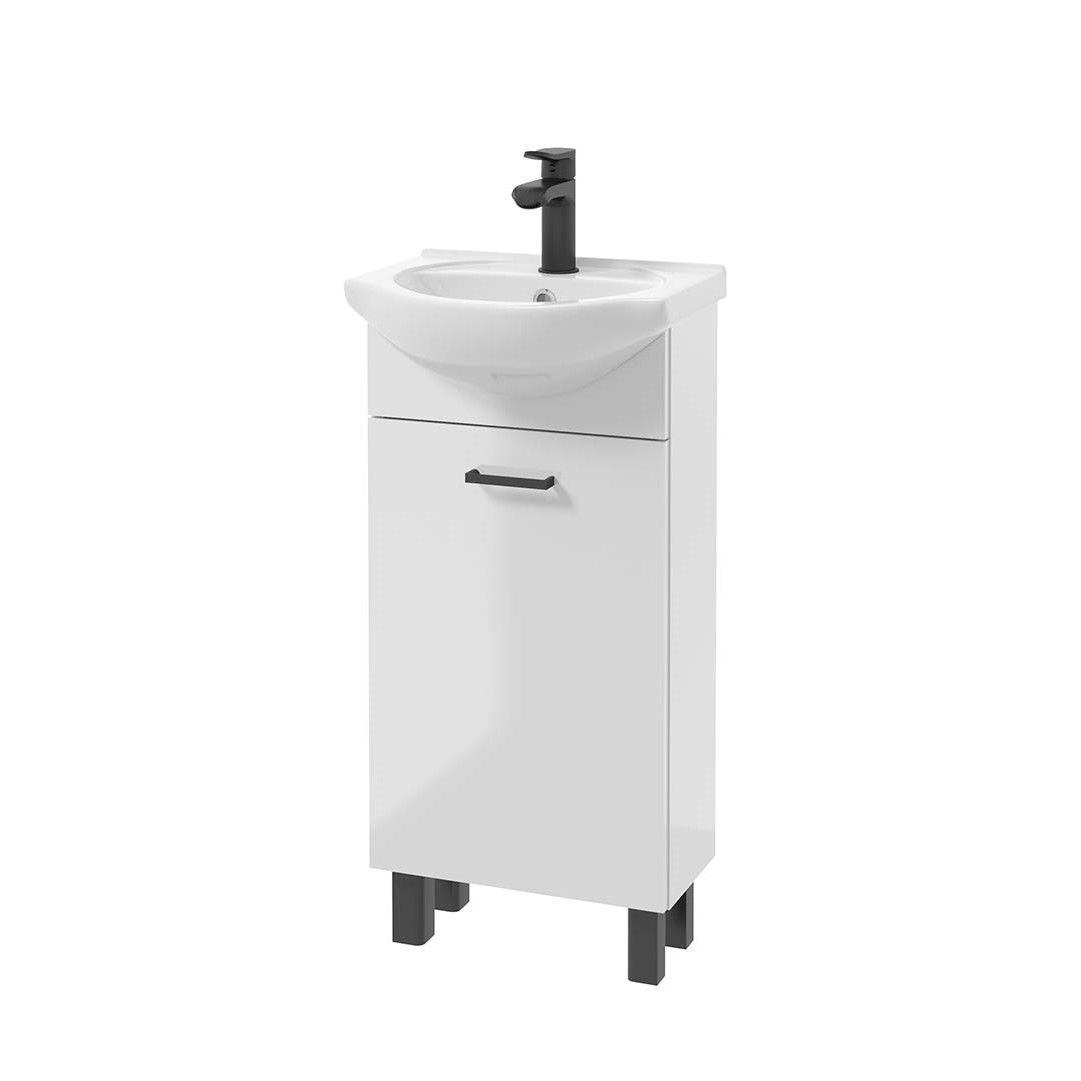 Szafka łazienkowa z umywalką Nas Novelty 38 cm biały połysk 207-D-04002-1528