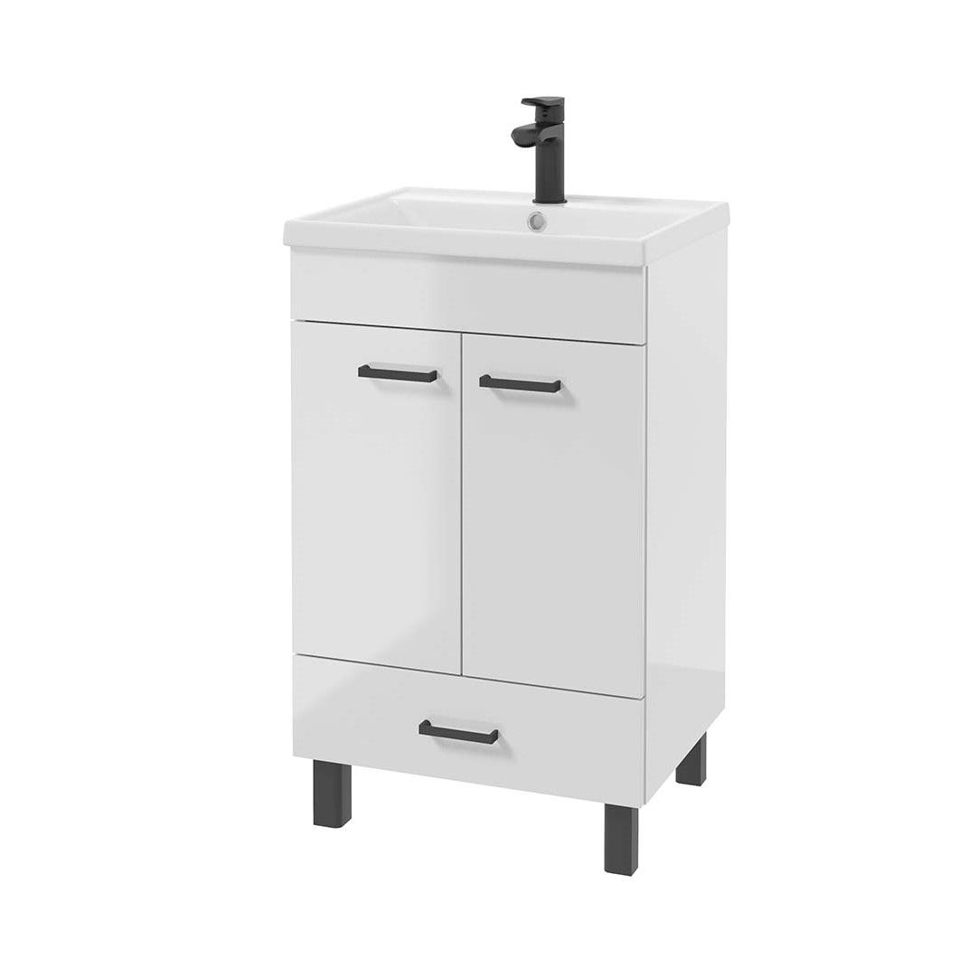 Szafka łazienkowa z umywalką Nas Novelty 50 cm biały połysk 207-D-05010-2420